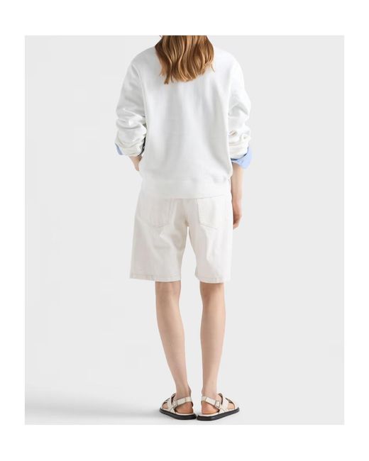 Prada White Girocollo Logo Sweatshirt