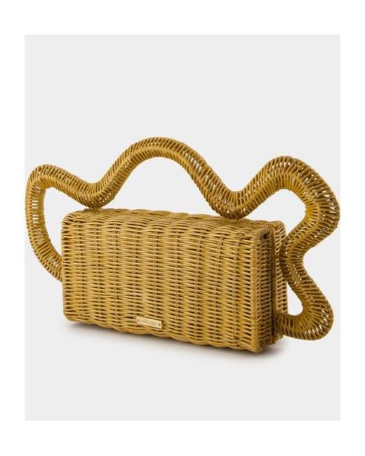Cult Gaia Yellow Elsa Woven Clutch Bag