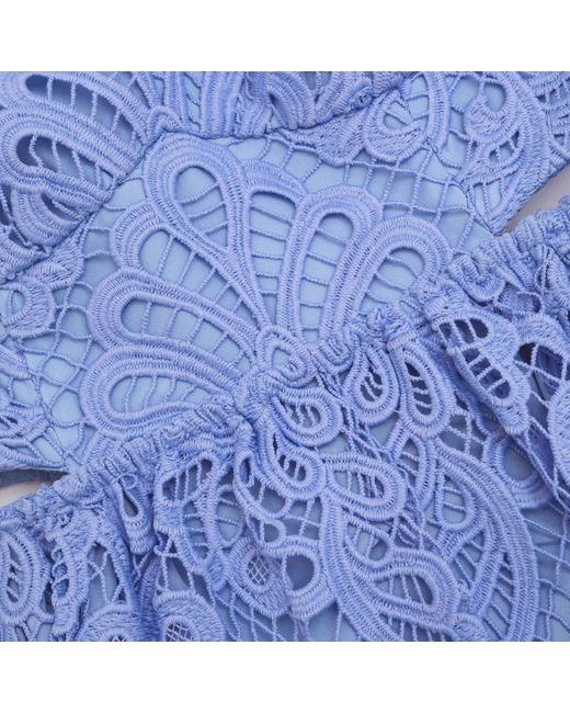 Self-Portrait Blue Lace Cut-Out Detailed Midi Dress
