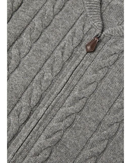 Loro Piana Gray Cedar Bomber Cardigan for men