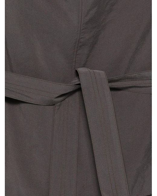 Alysi Gray Belted Draped-Neck Top