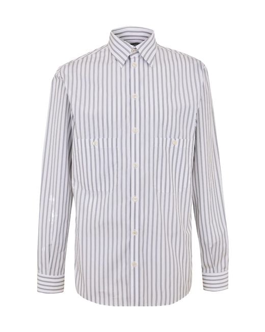 McQueen White Striped Long-Sleeve Shirt for men