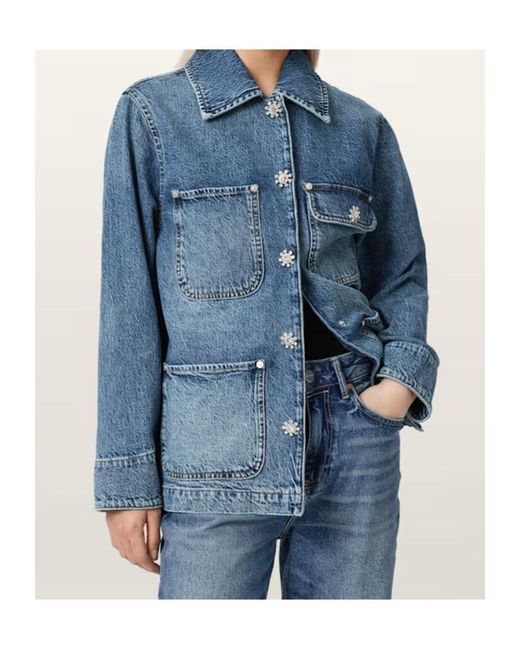 AllSaints Blue Denim Oversized Bex Jacket