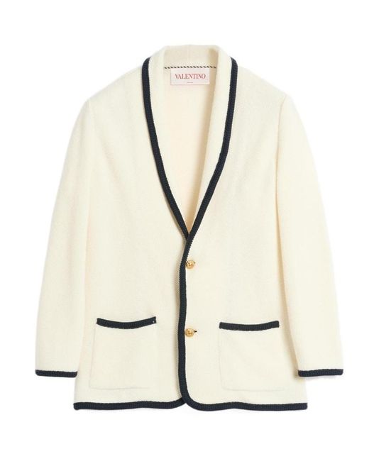 Valentino Natural Single-Breasted Straigth Hem Cardigan for men