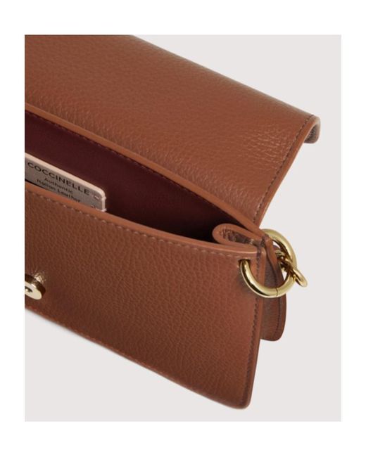 Coccinelle Brown C-Me Foldover Top Crossbody Bag