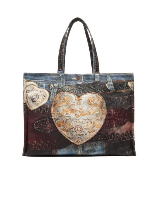 Acne Black Denim-Patch Heart Top Handle Bag for men