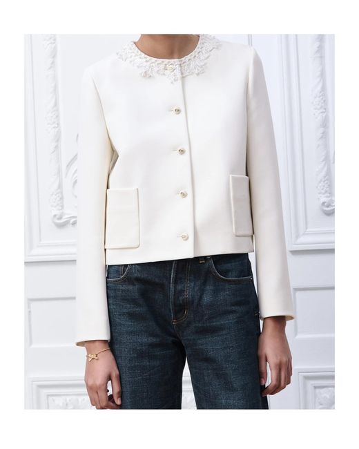Dior White Embroidered Cropped Jacket