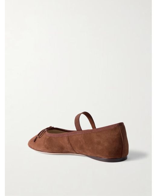 Loeffler Randall Brown Bow Embellished Suede Ballet Flats