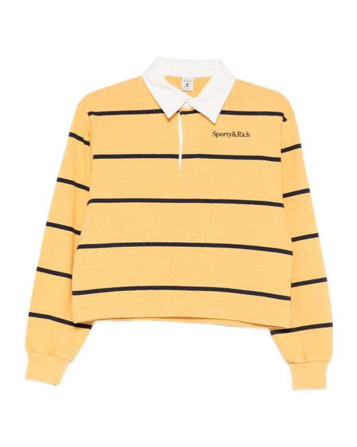 Sporty & Rich Metallic Striped Polo Shirt