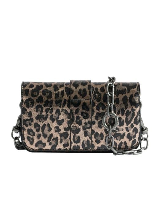 Zadig & Voltaire Black Metallic Leopard Printed Kate Wallet