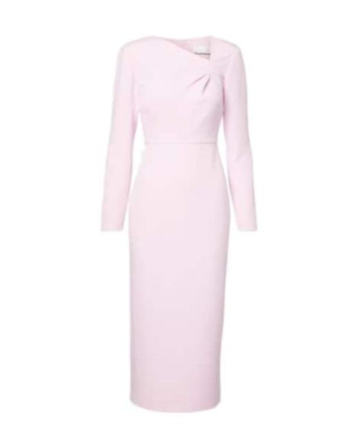 Roland Mouret Pink Asymmetric Draped Crêpe Midi Dress