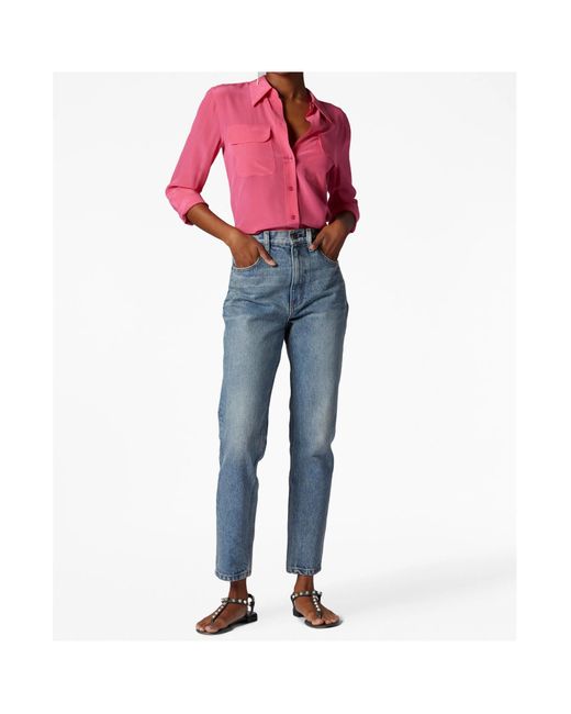 Equipment Pink Lapel Button Shirt