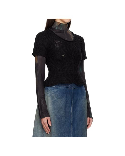 ANDERSSON BELL Black Cap Sleeve Sweater Layered Tee