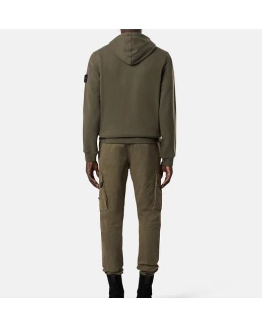Stone Island Green Logo Patch Drawstring Hoodie for men