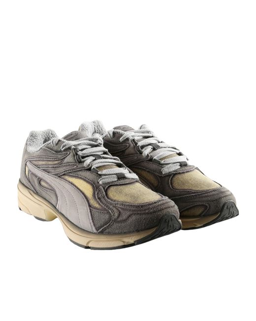 PUMA Gray Extos Overdye Lace-Up Sneakers for men