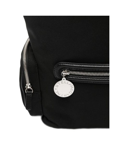 Stella McCartney Black Dartmoor Logo Charm Backpack