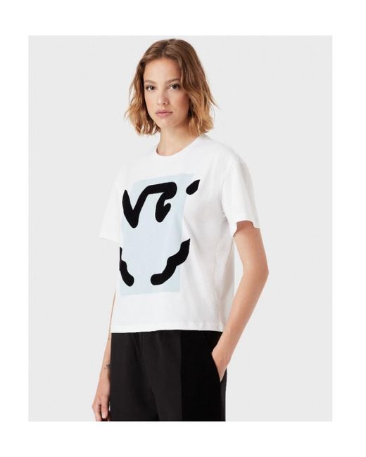 Emporio Armani White Eagle-Logo Print T-Shirt