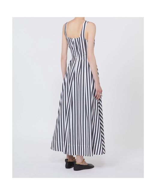 Sportmax White Fit-And-Flare Cotton-Poplin Dress With Square Neckline