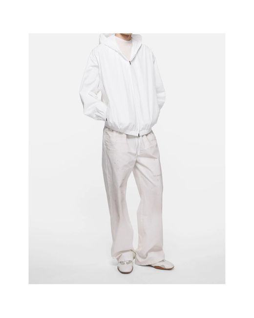 Acne White Hooded Zip-Up Jacket for men