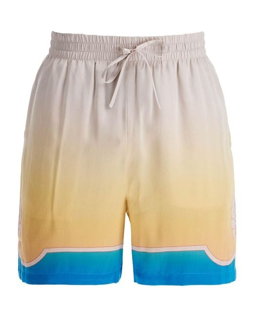 Casablanca Blue Mid-Rise Monogram-Printed Deck Shorts for men