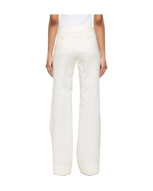 Tom Ford White Striped Wool-Blend Straight-Leg Trousers