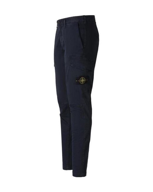 Stone Island Blue Stretch Cargo Pants for men