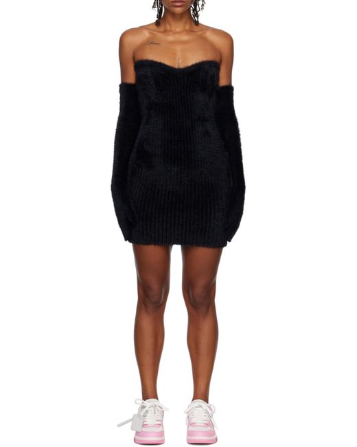 Off-White c/o Virgil Abloh Black Fuzzy Gloves Knitted Mini Dress