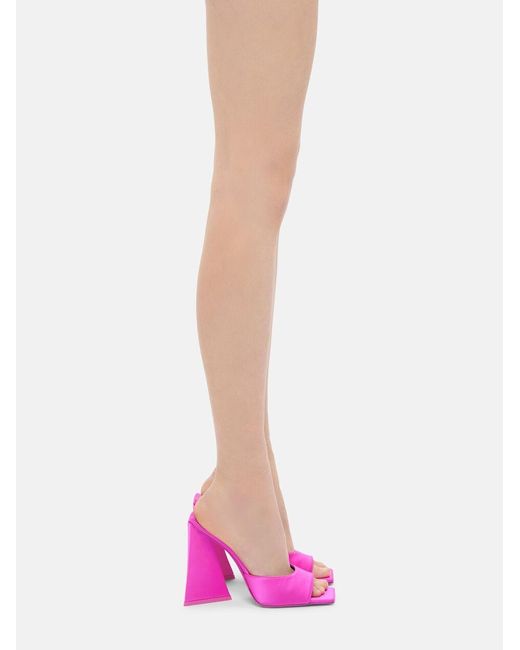 The Attico Pink The Devon Square-Toe Satin Finish Mules