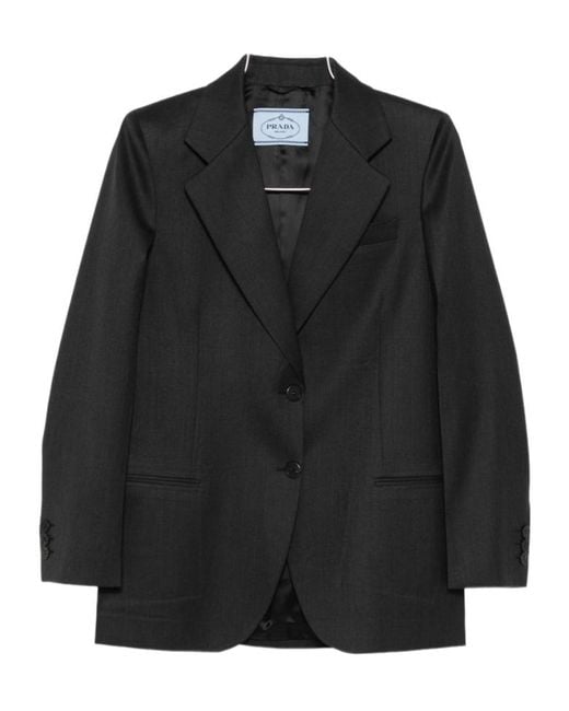 Prada Black Single-Breasted Tailored Blazer