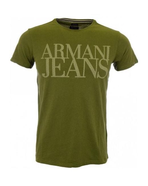 Armani Jeans Green Logo Short-Sleeved T-Shirt for men