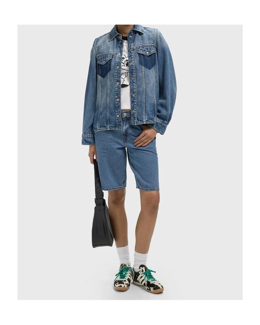 Ganni Blue Buttoned Denim Shirt