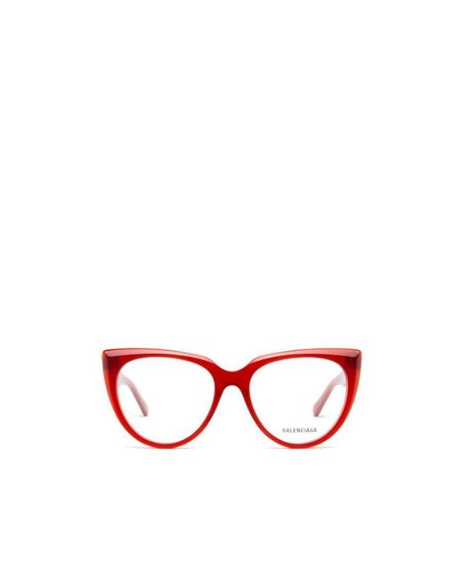 Balenciaga Red Eyewear Cat-Eye Frame Glasses