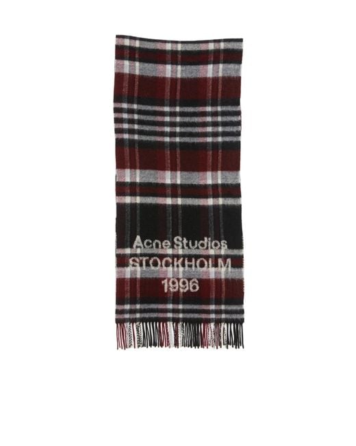 Acne Multicolor Plaid Logo Scarf