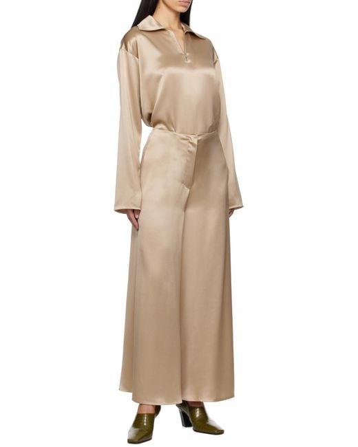 Nanushka Natural Satin Polo Top