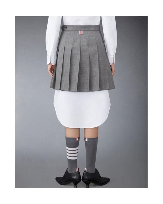 Thom Browne Gray Pleated Mini Skirt