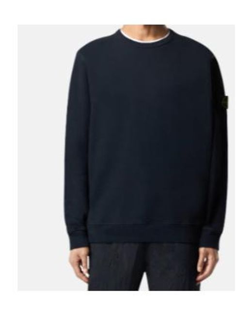 Stone Island Blue Logo Patch Crewneck Sweatshirt for men