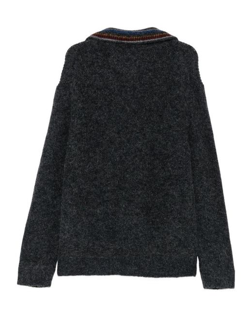 Paul Smith Black Ps Half-Zip Striped-Collar Jumper for men