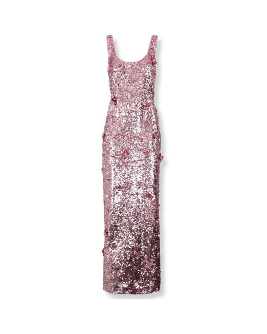 Jonathan Simkhai Purple Strapless Sequined Midi Dress