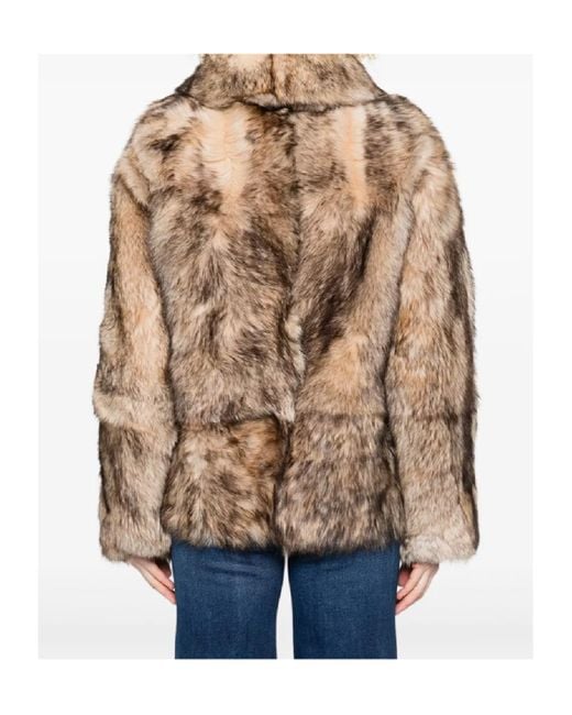 P.A.R.O.S.H. Brown Fur Leather Jacket