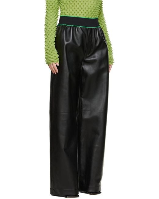 Bottega Veneta Green Logo Wide-Leg Casual Pants