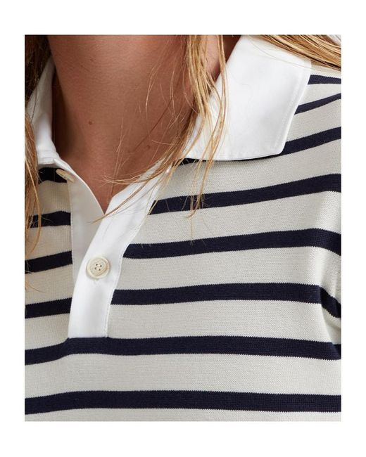 Brunello Cucinelli White Striped Knit Polo Shirt for men