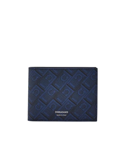 Ferragamo Blue Ferragamo Monogram Bifold Wallet for men