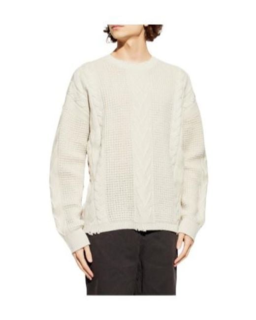 AllSaints White Tenter Cable-Knit Sweater