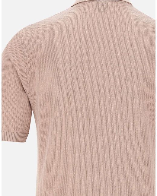 Eleventy Pink Half-Zip Knitted Polo Shirt for men