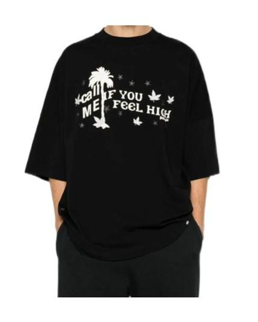 Palm Angels Black Short-Sleeved T-Shirt for men
