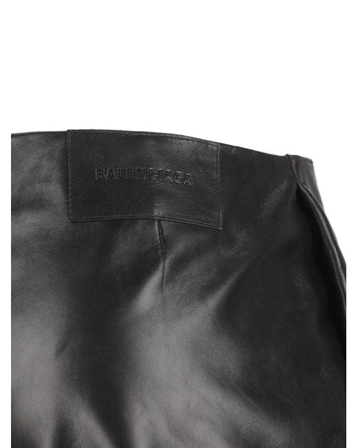 Balenciaga Black Buckled Leather Skort