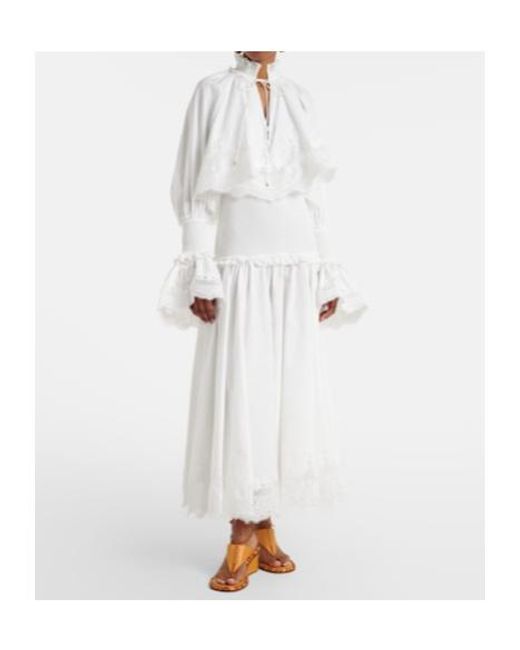 Zimmermann White Alchemy Lace-Trimmed Cotton Poplin Maxi Dress