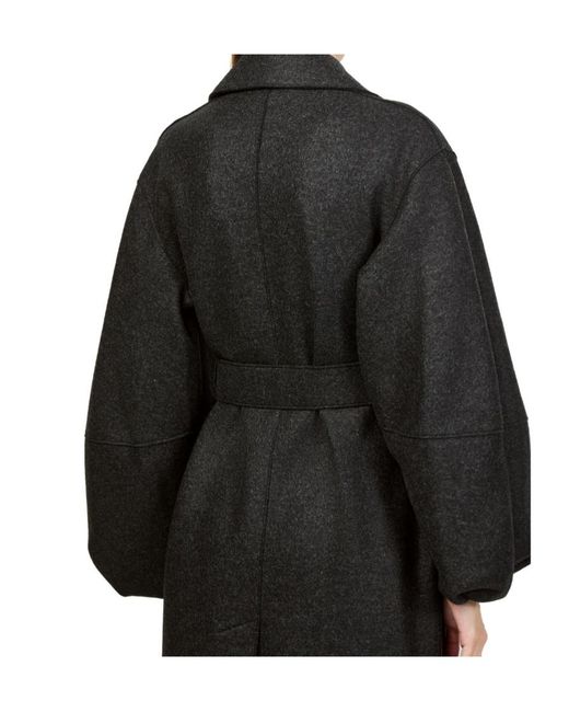 Harris Wharf London Black Puff-Sleeved Coat