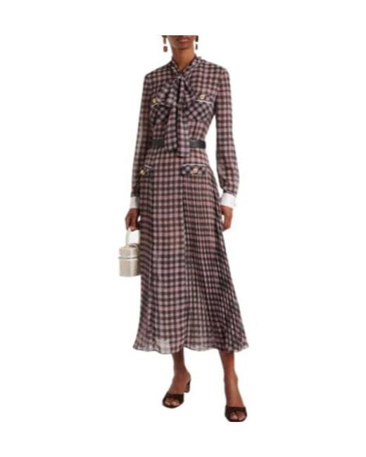 Self-Portrait Multicolor Plaid Waist-Tightening Dress