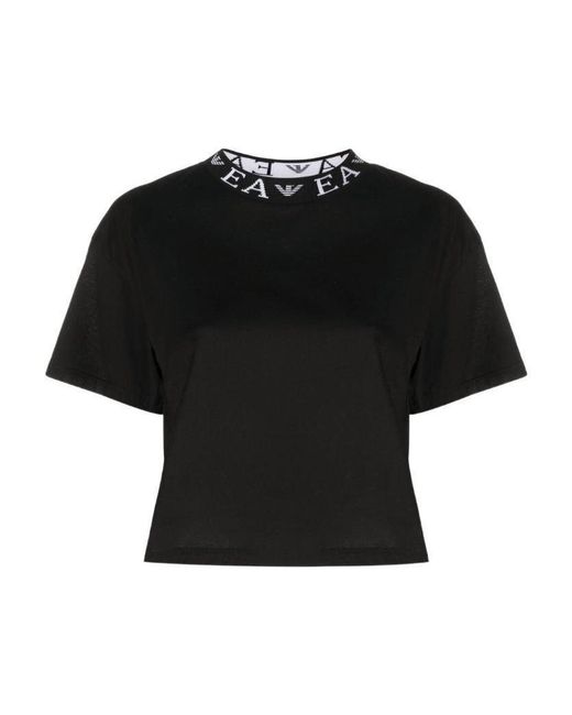 Emporio Armani Blue Logo-Collar T-Shirt